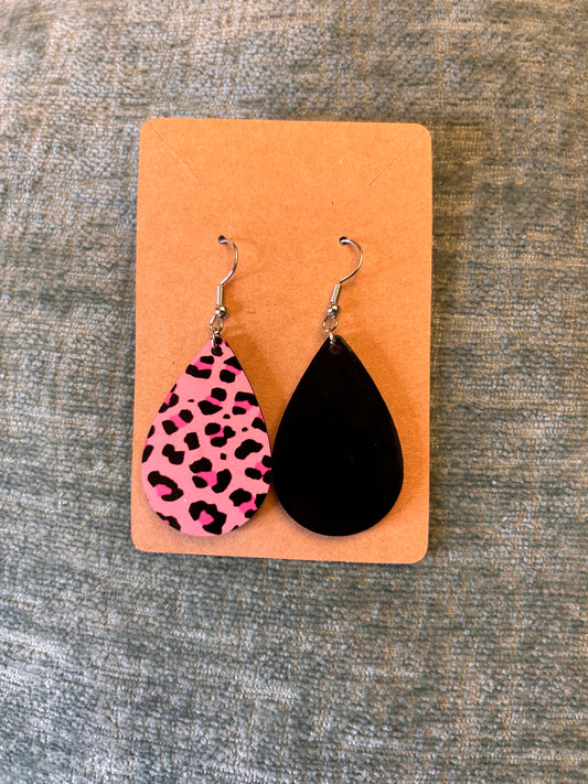 Pink leopard earrings