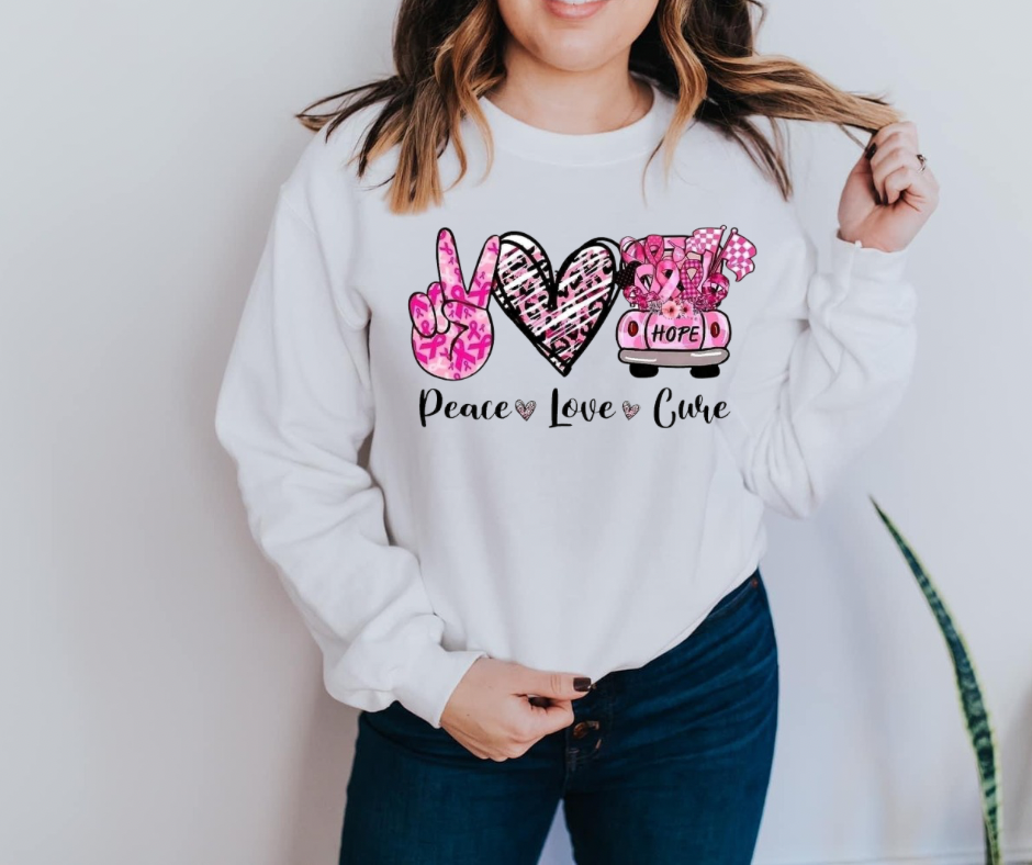 Peace Love Cure Tee/Sweatshirt( type in color tshirt/sweatshirt in text box)