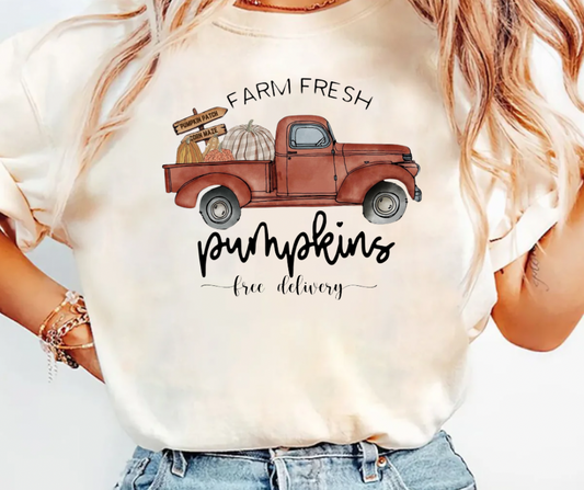 Farm Fresh Pumpkins for delivery Tee/Sweatshirt( type in color tshirt/sweatshirt in text box)