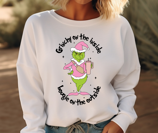 Grinchy on the inside Boujie on the inside Tee/Sweatshirt( type in color tshirt/sweatshirt in text box)