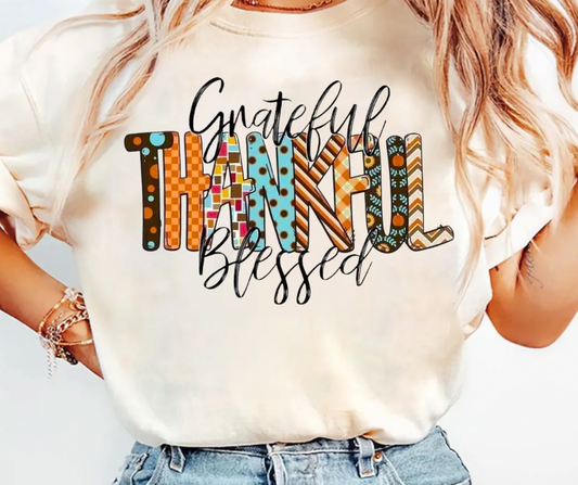 Grateful Thankful Blessed Tee/Sweatshirt( type in color tshirt/sweatshirt in text box)