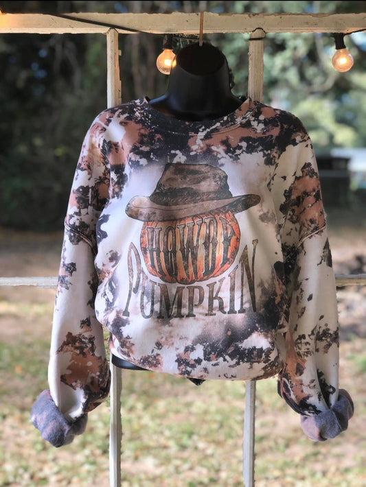 Cowhide howdy pumpkin sweatshirt