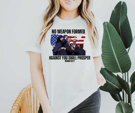 No Weapon Formed Against You Shall Prosper ISAIAH 54:17 (type your shirt color in the text box)