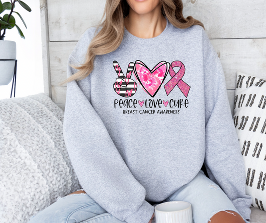 Peace Love Cure Tee/Sweatshirt( type in color tshirt/sweatshirt in text box)