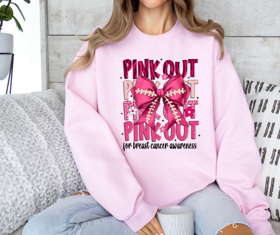 Pink Out for breast cancer awareness Tee/Sweatshirt( type in color tshirt/sweatshirt in text box)